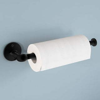 Plantex Stainless Steel Paper Holder/Kitchen Tissue Paper Roll Holder/Wall Mount Towel Stand/Kitchen Accessories - Pack of 1 (Black)