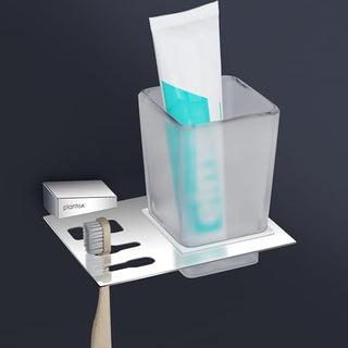 Plantex Smero Pure Brass Tooth Brush Holder/Tumbler Holder/Toothpaste Holder/Bathroom Accessories - Arrete (Chrome)