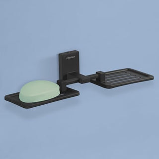 Plantex 304 Grade Stainless Steel Double Soap Holder Stand for Bathroom and Wash Basin/Bathroom Accessories - Senso (Black)