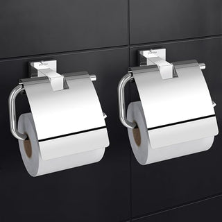 Plantex 304 Grade Stainless Steel Toilet Paper Holder/Toilet Paper Roll Holder/Toilet Roll Holder for Bathroom Accessories - Pack of 2 (Chrome)