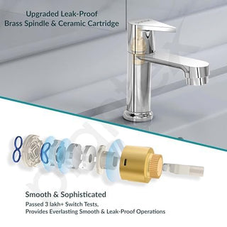 Plantex Pure Brass Pillar Tap for Wash Basin/Kitchen Taps for Home Sink/Wash Basin Tap with 7 Year Warranty (PAC-1803-Mirror Chrome)