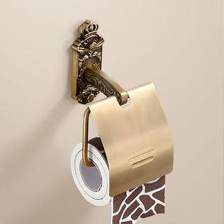 Plantex Antique Aluminum Toilet Paper Holder/Tissue Paper Roll Holder/Toilet Paper Holder Roll Holder for Bathroom Accessories (Brass-Antique)