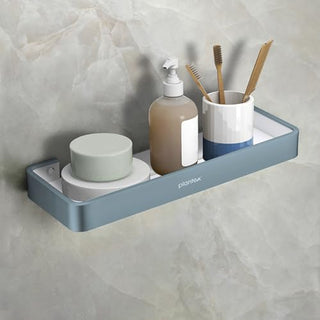 Plantex Shelf for Bathroom/Aluminium and Acrylic Multipurpose Shelf/15x5 inch Shelf for Home/Office/Hotel - Pack of 1 (Grey and Milky White)