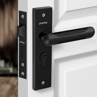 Plantex Heavy-Duty Door Lock Set - Main Door Lock Handle Set/Mortise Lock with 3 Keys, Brass Lock Body & Cylinder (8124 - Z Black & DC Black)