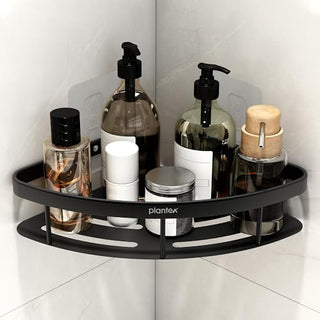 Plantex Self Adhesive Bathroom Shelf/Corner Shelf for Bathroom Wall/Wall Mounted Bathroom Shelves & Accessories/No Drill Kitchen Organizer Rack Shelf-Pack of 1(9x9 Inch,Matt Black)