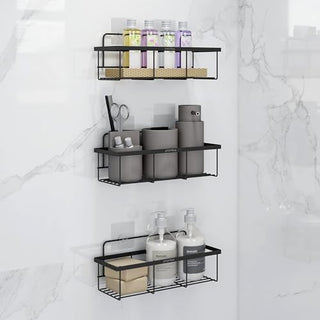 Plantex Bathroom Organiser Without Drill/Self Adhesive Bathroom Shelf/Washroom Organizer - GI Steel, Powder Coated (Pack of 3)