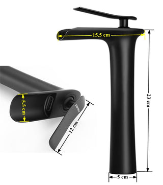 Plantex Designer Pure Brass High Neck Pillar Water Tap for Wash Basin/Single Handle Hot & Cold Basin Mixer – (Black)