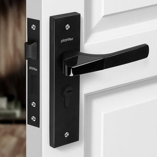 Plantex Heavy-Duty Door Lock Set - Main Door Lock Handle Set/Mortise Lock with 3 Keys, Brass Lock Body & Cylinder (8114 - Z Black & DC Black)
