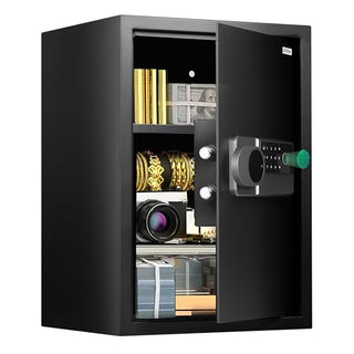 Plantex 56 Litre Digital Safe Locker For Home/Safety Locker Box with Biometric Fingerprint,Touchscreen & Emergency Key/Perfect Security Solution for Valuables/2 Years Warranty By Plantex - Black