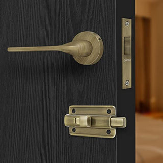 Plantex Pearl Mortise Door Lock for Balcony and Bathroom Door Lock/Keyless Pull Handle Set with Baby Latch (7060 - Brass Antique Finish)