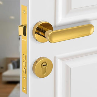 Plantex Brass Premium Door Lock With 3 Years Warranty - Main Door Knob for Home, Mortise Lock Set With PVD Gold Finish