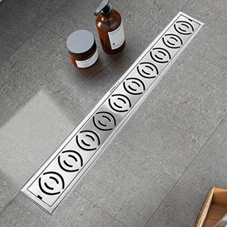 Plantex Drain Cover/304 Grade Stainless Steel Long Shower Drain/Drainage Cover/Bathroom Drain Cover (10 x 45 cm - Matt) (D418-Lotus)
