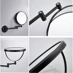 Plantex Premium Brass Magnifying Mirror/Two-Sided 360ยฐ Swivel Shaving Mirror With 5x/1x Magnification/Vanity Mirror for Bathroom (8 Inches-Black/Wall Mount)