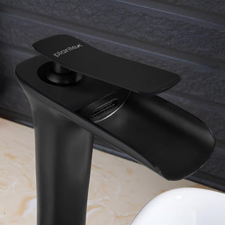 Plantex Designer Pure Brass High Neck Pillar Water Tap for Wash Basin/Single Handle Hot & Cold Basin Mixer – (Black)