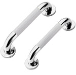 Plantex Non-Slip Toilet Support for Elderly People/304 Grade Stainless Steel Balance Support Grab Bar for Bathroom - Pack of 2 (Chrome & White)