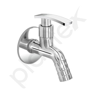 Plantex 3/4in Nozzle Bib Cock Water tap for Washing Machine with Wall Flange and Teflon Tape-(1206-Mirror Chrome Finish)