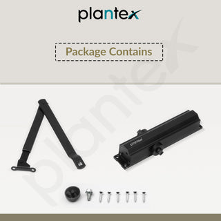 Plantex Aluminium Door Closer for Wooden Doors - Hydraulic Automatic Soft Close for Hotel/Home/Office - ISO 9001 Certified (MI-100, Capacity - 75 Kg, Black)