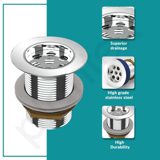 Plantex Stainless Steel Kitchen Sink Waste Coupling 3 inch Full Thread/Coupling for Wash Basin- Pack of 1 (Silver)