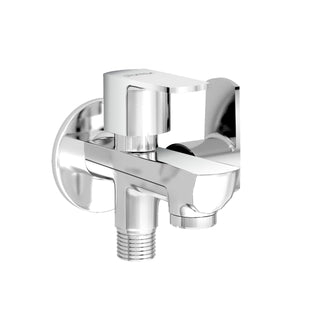 Plantex Two Way Tap for Washing Machine/Quarter Turn 2 in 1 Bib Cock/Wash Basin tap with Teflon Tape and Wall Flange/2 Way Bathroom Tap with Brass Spindle -(Saga-Chrome)
