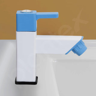 Plantex PTMT ES-113 Single Lever Pillar Painted Tap For Wash Basin With Plastic Wall Flange/Bathroom Water Tap (Blue & White)