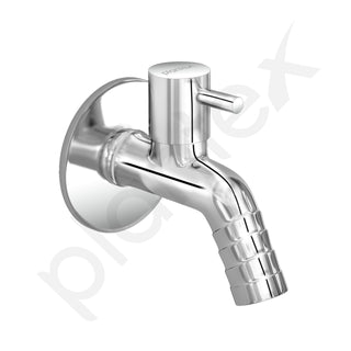 Plantex Washing Machine Tap with Wall Flange and Teflon Tape/3/4in Nozzle Bib Cock Garden Tap-(1259-Mirror Chrome)
