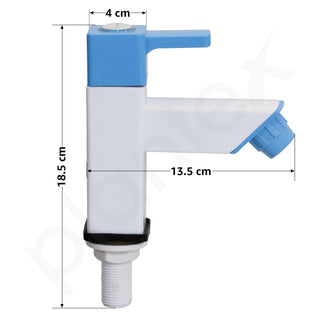 Plantex PTMT ES-113 Single Lever Pillar Painted Tap For Wash Basin With Plastic Wall Flange/Bathroom Water Tap (Blue & White)