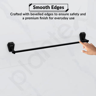 Plantex Towel Rod for Bathroom/304 Grade Stainless Steel Towel Bar/Towel Stand/24 Inch Towel Hanger/Bathroom Accessories - Pack of 1 (PMB-2402, Z-Black)
