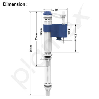 Plantex Anti-Siphon Toilet Flush Tank Fill Valve/Repair Kit 6" to 10" Adjustable for One Piece Commode/Ball Cocke for Flush Tank - Pack of 1 (White & Blue)