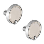 Plantex Knobs for Drawers/Drawer Knobs/Round Knob for Cabinets/Pull-Push Knob for Kitchen/Bedroom/Drawer - Pack of 2 (Satin Steel & Chrome)