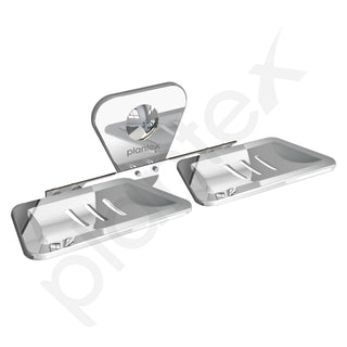 Plantex Stainless Steel Chrome Finish Double Soap Dish Stand for Bathroom/Wall Mounted soap Holder - Bathroom Accessories
