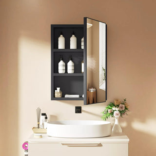 Plantex Aluminium Framed Bathroom Cabinet with Mirror/Heavy-Duty Steel Body Bathroom Storage Organizer/Shelf - 12x18 Inch, Black