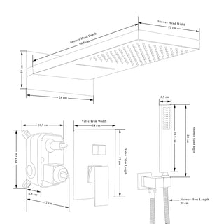 Plantex Solid Brass Shower Panel for Bathroom/3 in 1 Bathroom Shower Set/Handshower with Waterfall Outlet/Overhead Shower with Dual Function -Black