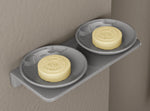 Plantex Dual Soap Holder for Bathroom/Acrylic Double Round Soap Dish/Stand/Bar/Soap Case/Bathroom Accessories - Pack of 1 (VIG-122, Grey)