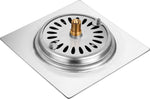 Plantex 304 Grade Stainless Steel Floor Pop Up/Push to Open Grating Floor Drainer/Wash Basin Strainer/Bathroom Drain/Jali for Bathroom and Kitchen (6x6 inches) - Chrome