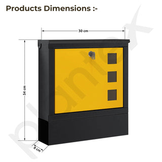 Plantex Heavy Duty GI Steel Letter Box/Suggestion Box/Wall Mount Mail with Magazine Holder/News Paper Holder Box for Home/Office/Hotel - (Yellow & Black)