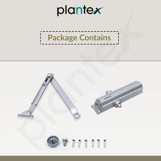 Plantex Aluminium Door Closer for Wooden Doors - Hydraulic Automatic Soft Close for Hotel/Home/Office - ISO 9001 Certified (MI-100, Capacity - 75 Kg, Silver)