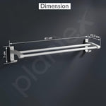 Plantex Dual Towel Rod for Bathroom/Space Aluminium Towel Holder/24 Inch Towel Hanger with Side Hooks/Bathroom Accessories - Pack of 1 (Silver)