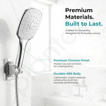 Plantex ABS Hand Shower for Bath/Self Cleaning Hand Shower/Rectangle Shower Head for Home & Hotel/Handheld Shower Without Hose Pipe - (Chrome, H326)