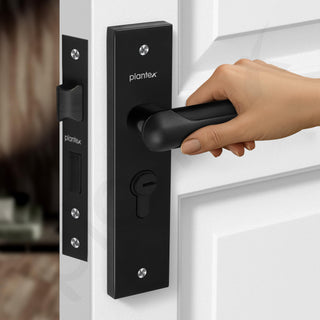 Plantex Heavy-Duty Door Lock Set - Main Door Lock Handle Set/Mortise Lock with 3 Keys, Brass Lock Body & Cylinder (8124 - Z Black & DC Black)
