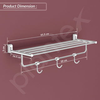 Plantex Smero Pure Brass 24 inch Towel Rack for Bathroom/Towel Stand/Hanger/Towel Holder/Towel Bar/Bathroom Accessories - Superb (Chrome)