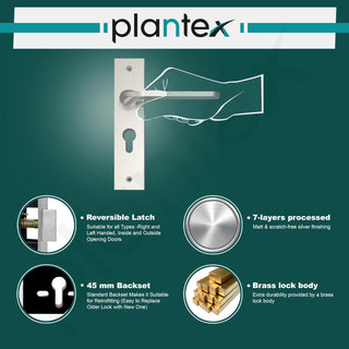Plantex Heavy-Duty Door Locks - Main Door Lock Handle Set/ 6-Lever Lock Mechanism with 3 Years of Warranty/Mortise Lock with 3 Keys (8060 - Matt)