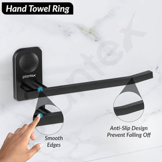Plantex Stainless Steel Napkin Hanger for Washbasin/Napkin Holder for Bathroom/Towel Ring/Bathroom Accessories - Pack of 1 (Black)