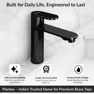 Plantex Pure Brass Pillar Tap for Wash Basin with Water Saving Nozzle/Wash Basin Tap/Pillar Cocke Tap with 7 Year Warranty by Plantex(ORN-203-PVD Black)
