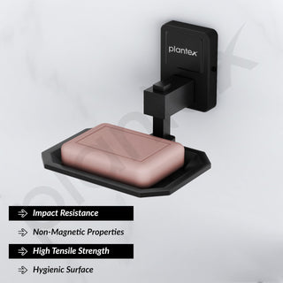 Plantex 304 Grade Stainless Steel Soap Holder for Bathroom/Soap Dish/Bathroom Soap Stand/Bathroom Accessories - Darcy (Black)
