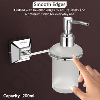 Plantex 304 Grade Stainless Steel Liquid Soap Dispenser/Shampoo Dispenser/Hand Wash Dispenser/Bathroom Accessories - Pack of 1, Squaro (Chrome)