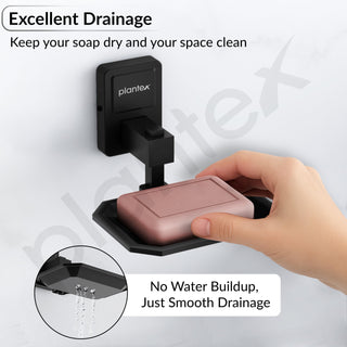 Plantex 304 Grade Stainless Steel Soap Holder for Bathroom/Soap Dish/Bathroom Soap Stand/Bathroom Accessories - Darcy (Black)