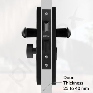 Plantex Heavy-Duty Door Lock Set - Main Door Lock Handle Set/Mortise Lock with 3 Keys, Brass Lock Body & Cylinder (8124 - Z Black & DC Black)