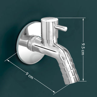 Plantex Washing Machine Tap with Wall Flange and Teflon Tape/3/4in Nozzle Bib Cock Garden Tap-(1259-Mirror Chrome)