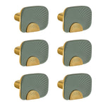Plantex Knobs for Drawers/Drawer Knobs/Rectangle Knob for Cabinets/Pull-Push Knob for Kitchen/Bedroom/Drawer - Pack of 6 (Gold & Green)