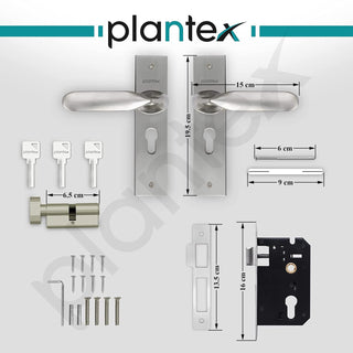 Plantex Heavy-Duty Door Lock Set - Main Door Lock Handle Set/ 6-Lever Lock Mechanism with 3 Years of Warranty/Mortise Lock with 3 Keys, Brass Lock Body & Cylinder (8106 - Matt)